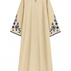 Beige Linen Open Abaya + Hijab