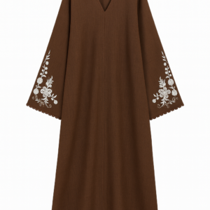 Brown Linen Open Abaya + Hijab