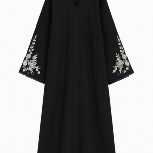 Black Linen Open Abaya + Hijab