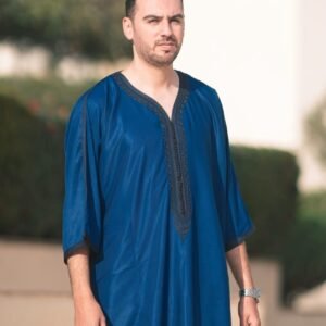 Royal Blue Embroidered Men’s Thobe