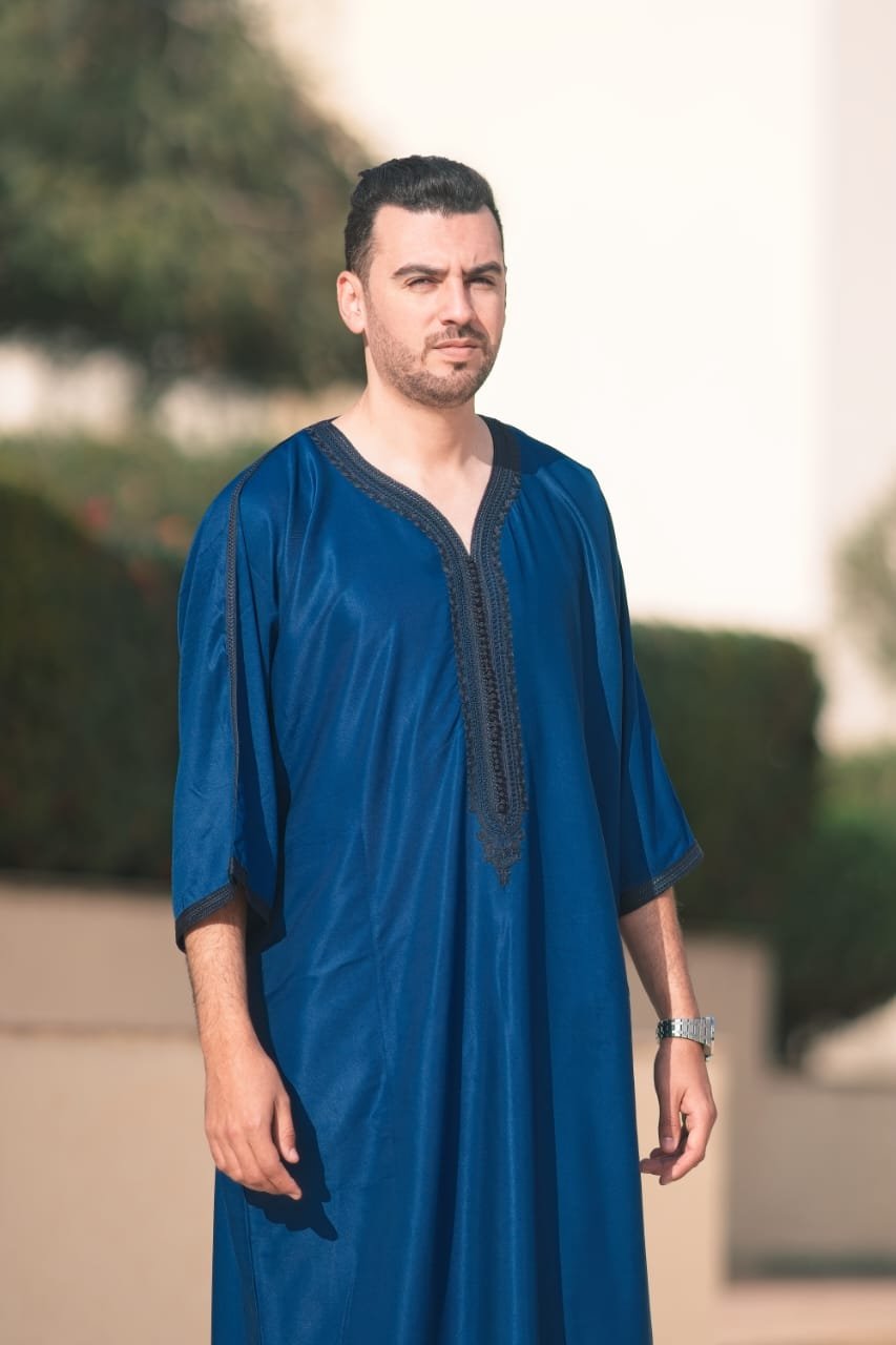 Royal Blue Embroidered Men’s Thobe